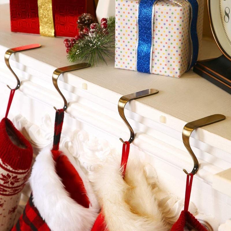 Metal Christmas Stocking Hanger Xmas Stocking Hanging Hooks Set of 5