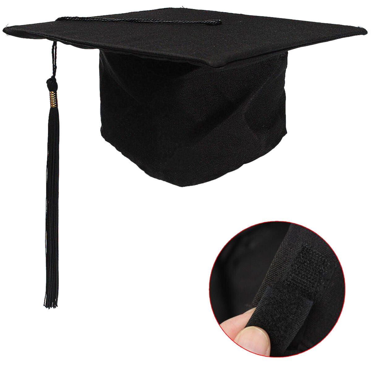 Black Graduation MORTAR BOARD Hat Soft  Fancy Dress Outfit Accessories