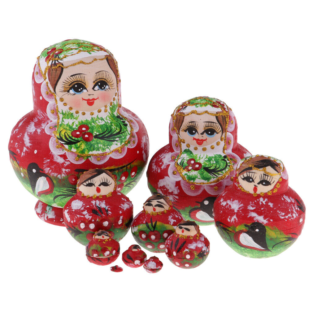 10Pcs Matryoshka  Stacking Nested Semenov en Handmade