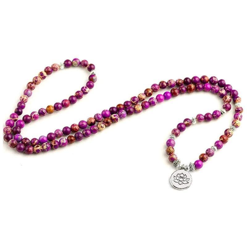 108 Mala Beads Wrap Bracelet Necklace with Lotus Pendant Fashion Jewelry Gifts