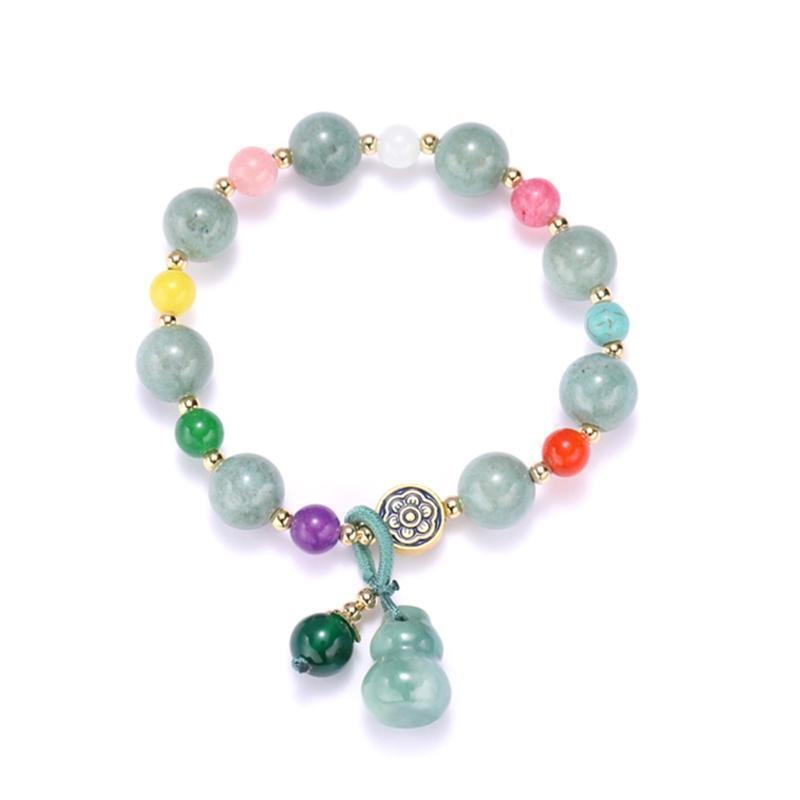 Ladies Female Green Hanging Gourd Lucky Charm Jewelry Accessories Jade Bracelet