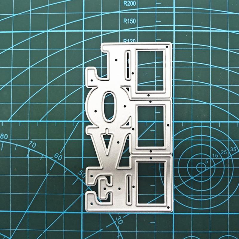 Words Love Square Metal Cutting Dies Stencil Scrapbooking DIY Album Paper Card