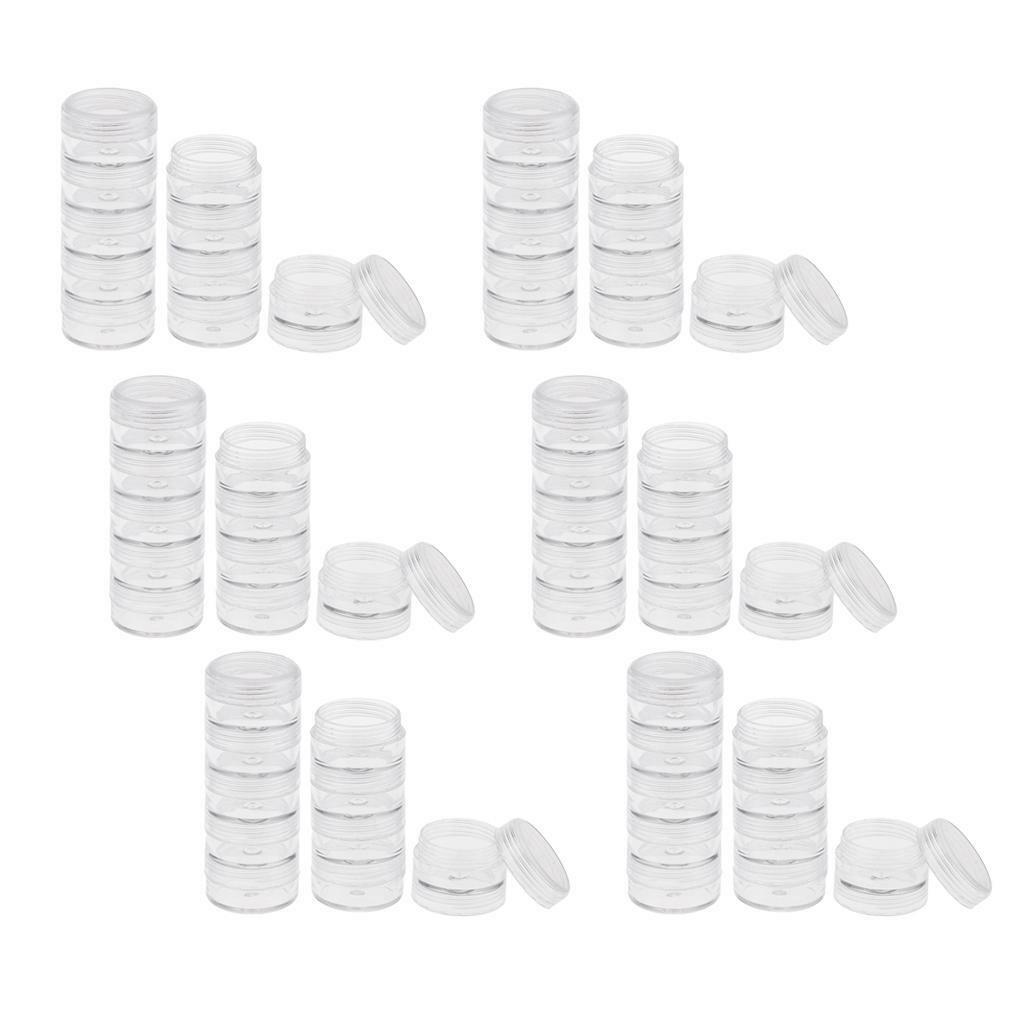 30Box Clear Round Plastic Stackable Containers Box Jar Organizer for Diamond