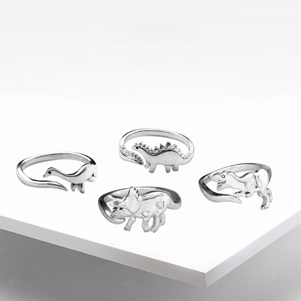 4pcs Punk  Rings Dinosaur Theme Accessory for  Men Holiday