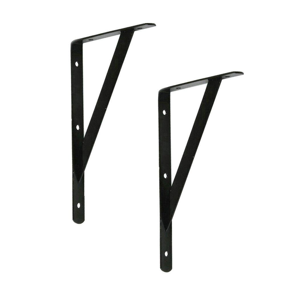 2pcs L-shaped Wall Bracket Support  Holder Stand 200x120x2mm Black