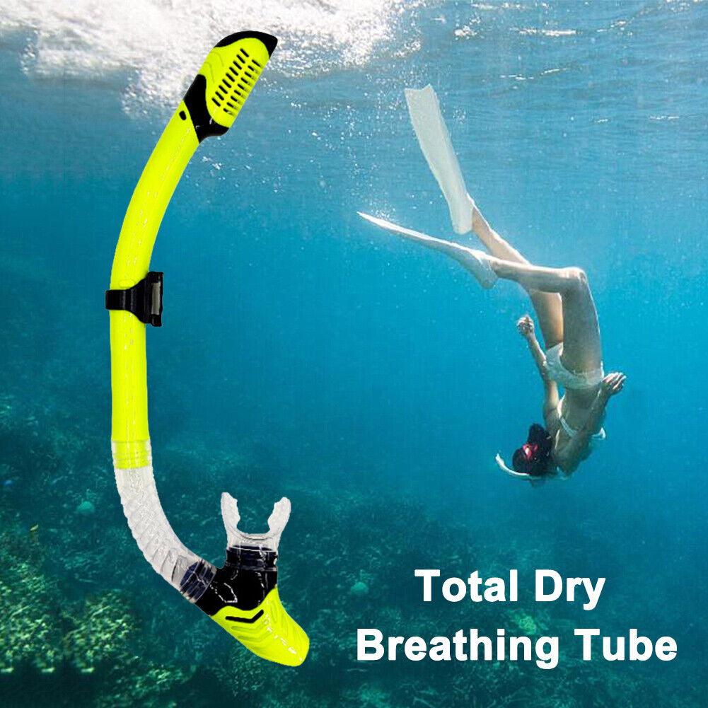 Diving Snorkel Full Dry Underwater Breathing Tube Snorkeling Gear (Yellow)