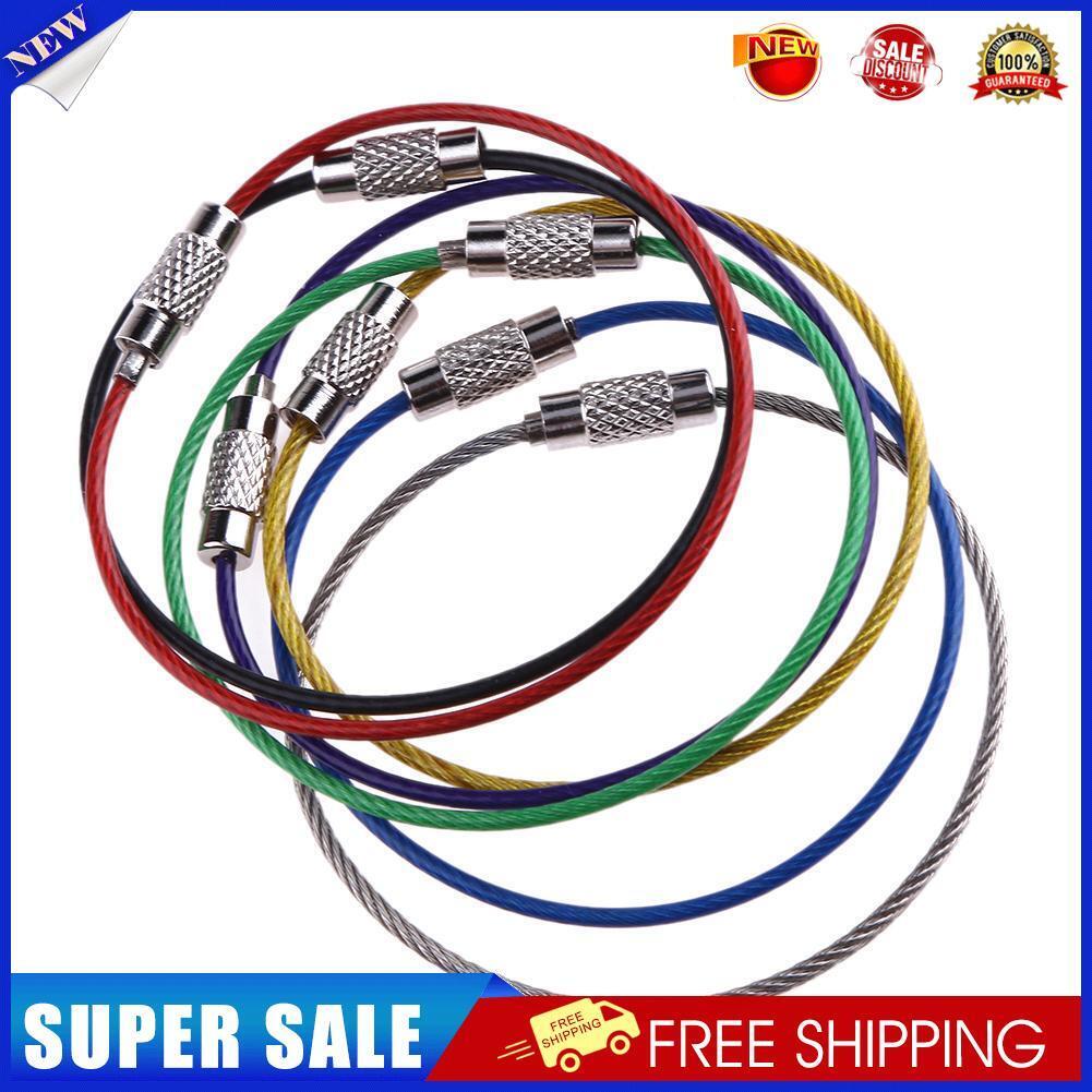 20pcs Metal Stainless Steel Wire Ropes Carabiner Key Hanging Cable EDC Tool