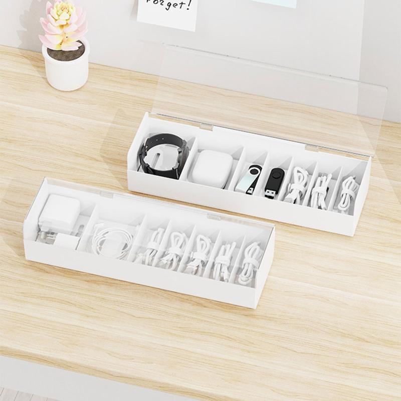 Charge Cable Storage Box with Transparent Lid Plastic Earphone USB SD Card