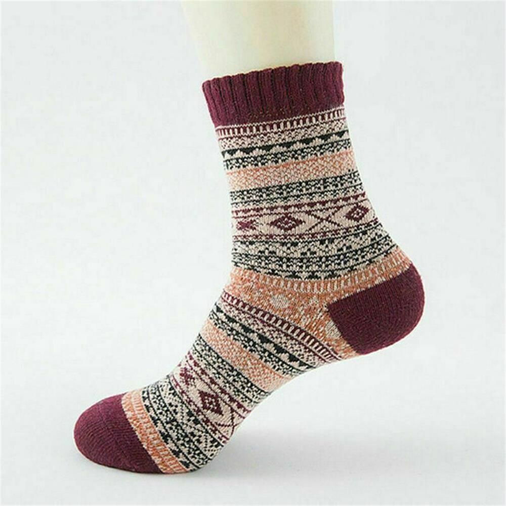 Men 5 Pairs Thick Rich Wool Sock Hike Chunky Sock Winter Autumn Thermal Socks