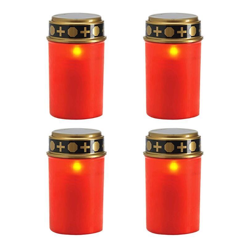 4 Pcs LED Candle Lamp Memorial Candle Lights for Ritual, LED Grave Candles Light