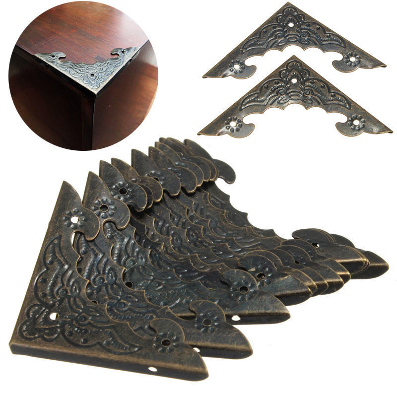 12Pcs Bronze Wood Case Gift Jewelry Box Feet Leg Decorative Corner Protector