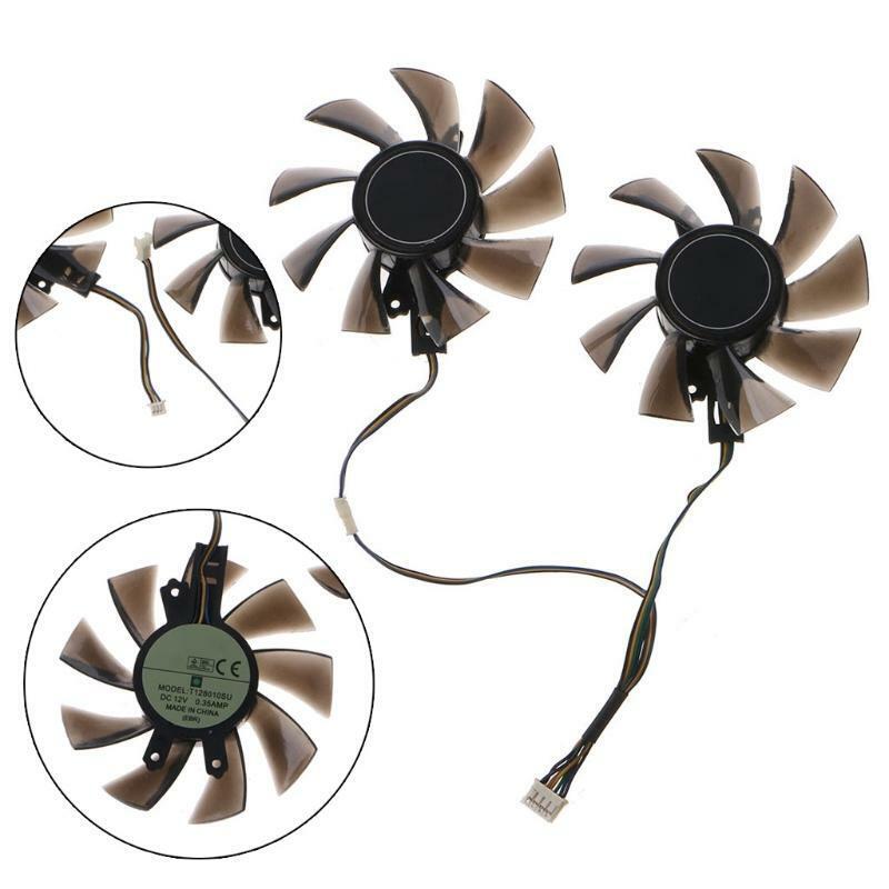 2PC T128010SU 4Pin Graphics Card Cooling VGA Fan for Gigabyte GTX 1060 12V 0.35A