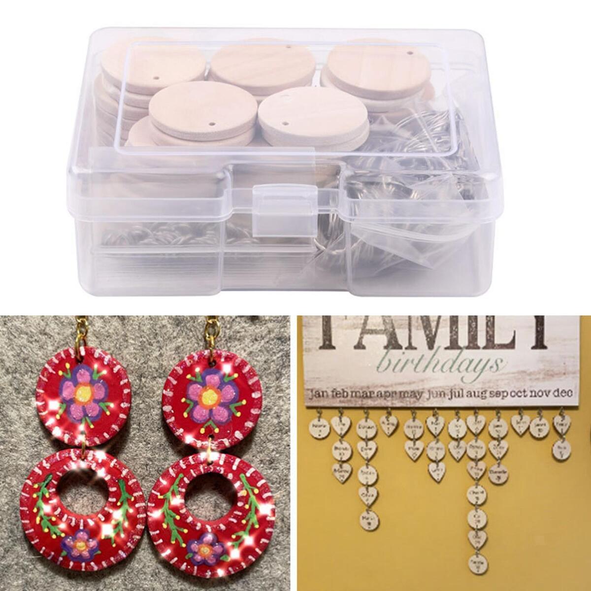 50pcs DIY Blank  Pieces Slice Round Unfinished Crafts en Discs