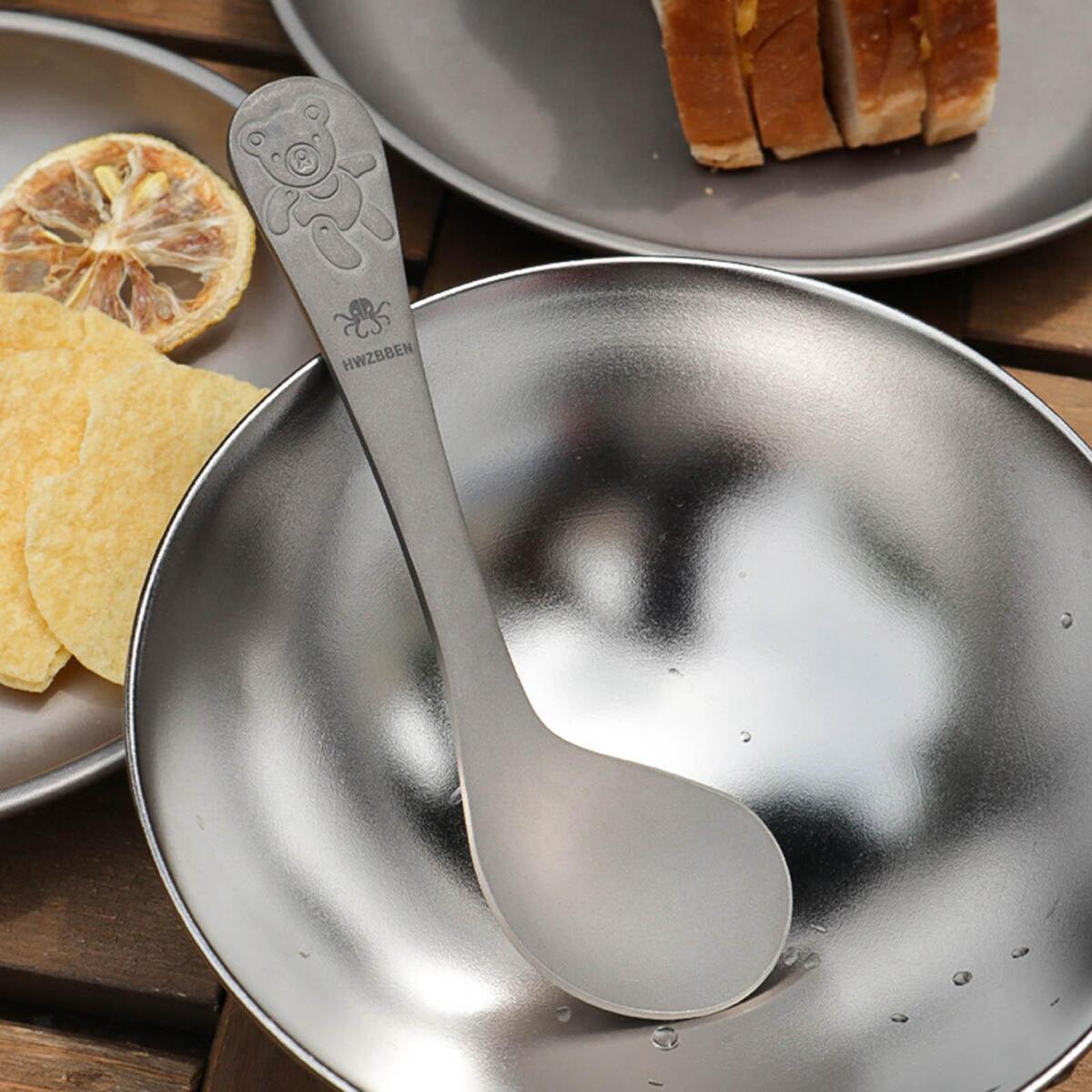 Titanium Soup Spoon Tableware Meal Rice Ladle for Travel Outdoor Cooking