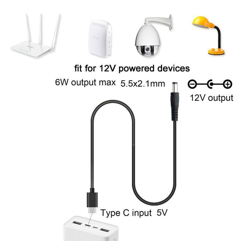 5V USB C to 12V 6W 5.5x2.1mm Power Supply Cable for Wifi Router/Modem DVR Lamp