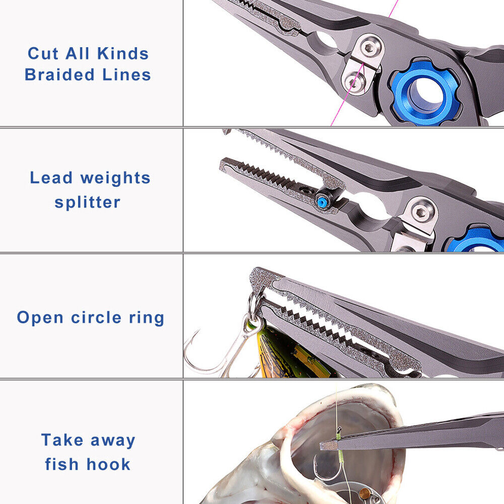 Outdoor Fishing Pliers Tongs Fish Hook Remover Braid Line Cutter Scissors