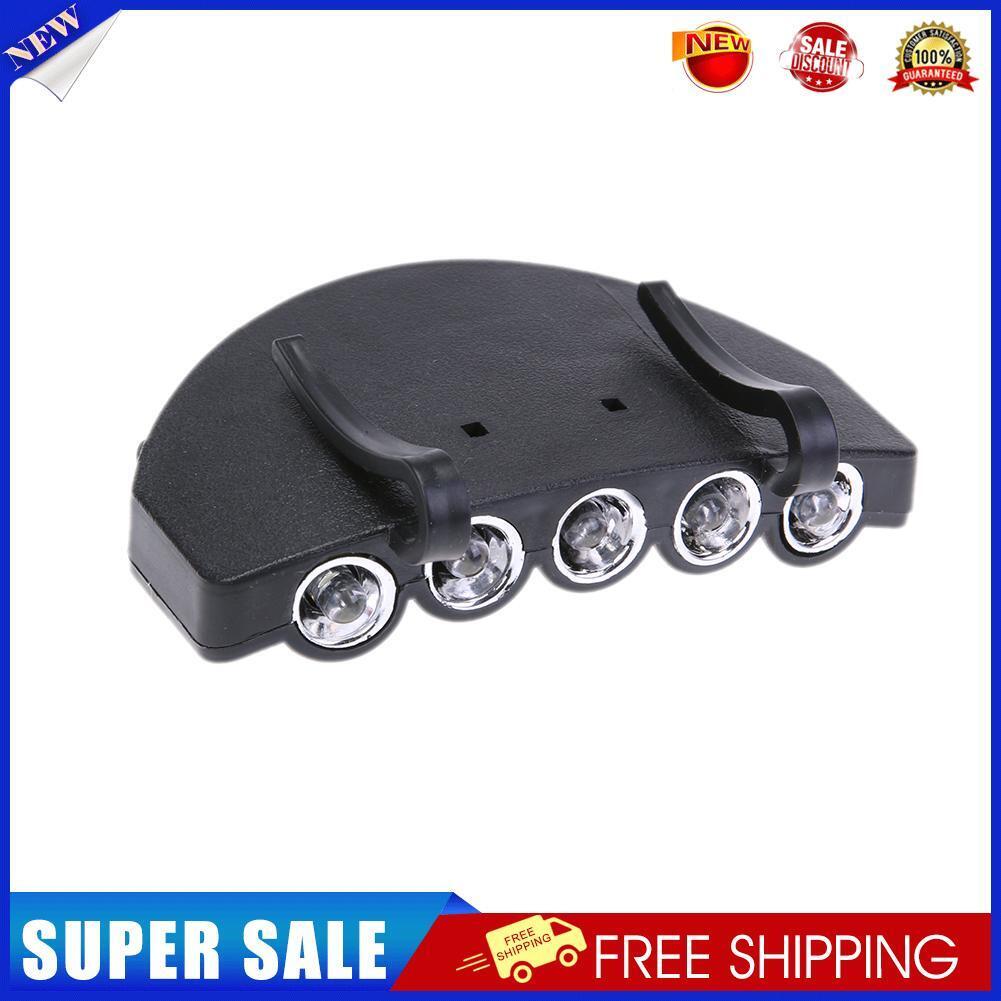 Clip-on Cap Hat Lamps 5 LED Headlamp Flashlight Camping Fishing Head Light