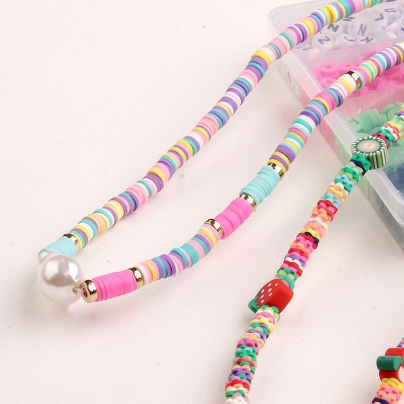 Round Polymer Clay Beads Chip Disk Loose Spacer Slice Beads Gift for Women Girls