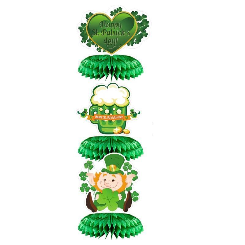 Saint Patrick's Day Honeycomb Ball Ornaments 9 Pcs Irish Clover Leprechaun Hat