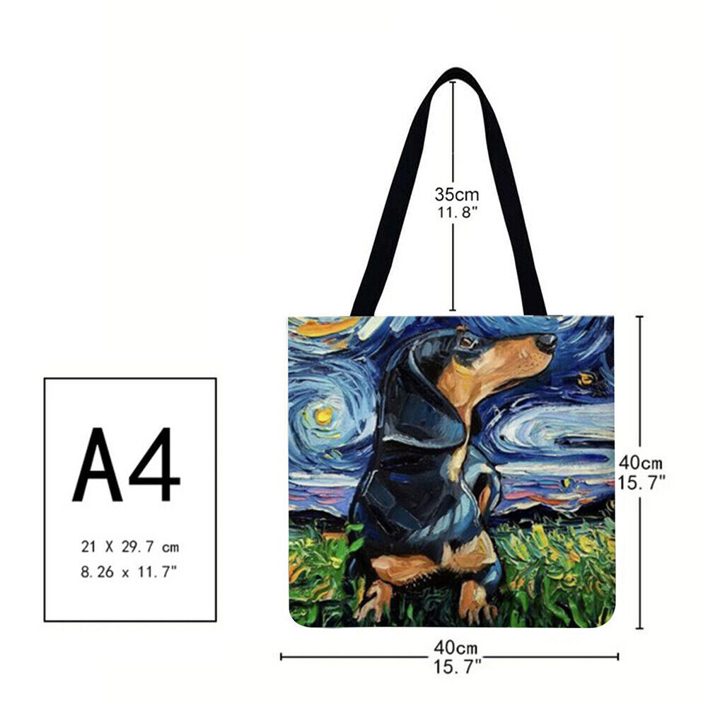 Starry Sky Dog Printed Shoulder Shopping Bag Casual Large Tote Handbag