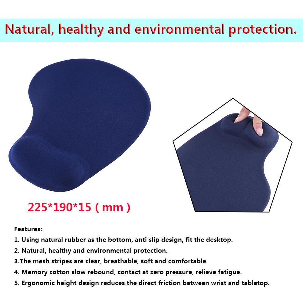 Silicone Wrist Rest Support Mouse Pad PU Anti-slip Hand Pillow(Dark Blue)