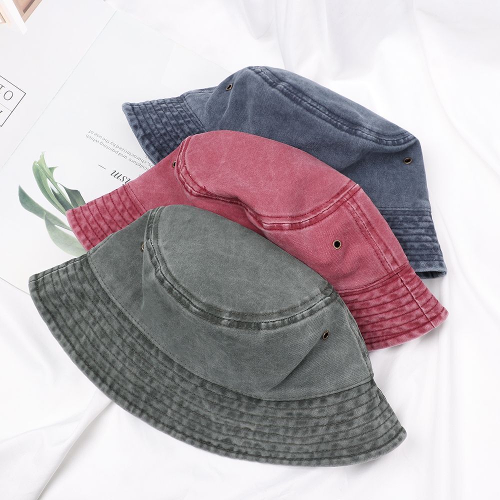 Sunscreen Women Men Foldable Fisherman Cap Denim Washed Bucket Hat Sun Hat