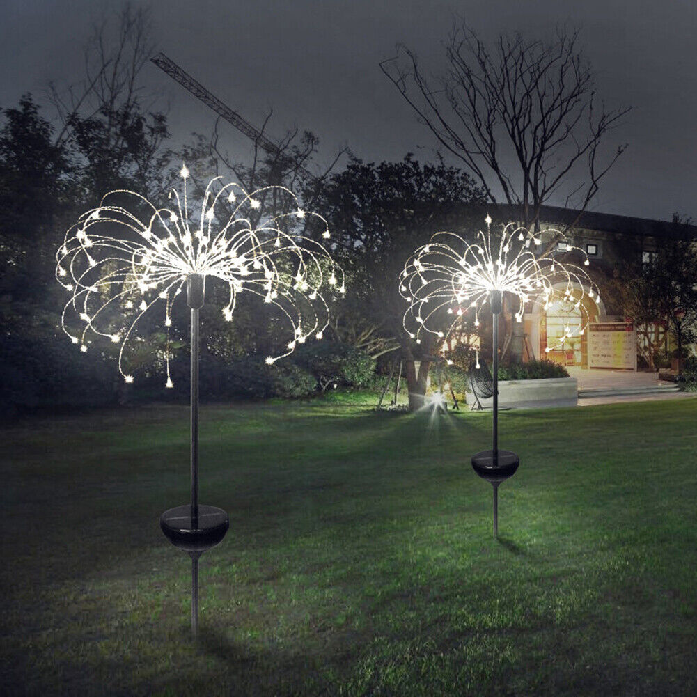 Outdoor 150 LED Solar Firework Lights Waterproof Fairy String Decor (White)
