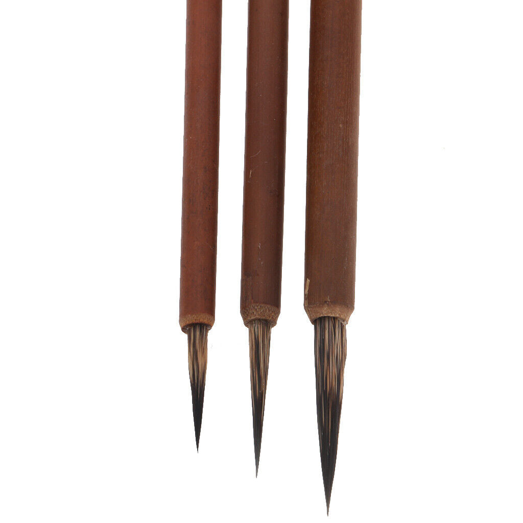 3 Pcs Rat Whisker Brushes Set Chinese Painting or Sumi Brushes L/M/