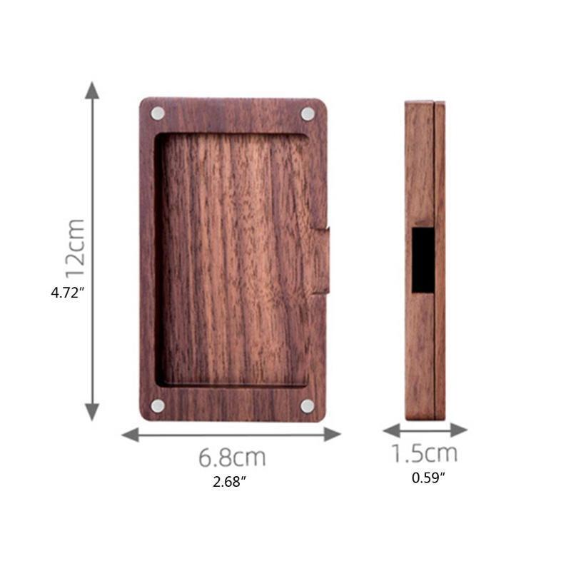 Stylish Wood Black Walnut Shell Business Card Holder Card Wallet Case Organizer