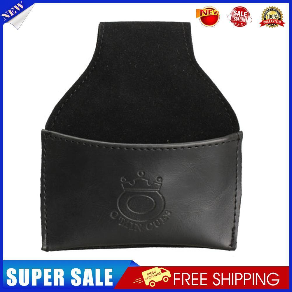 Black Faux Leather Chalk Holder Pouch with Clip Pool Billiards Snooker Cue
