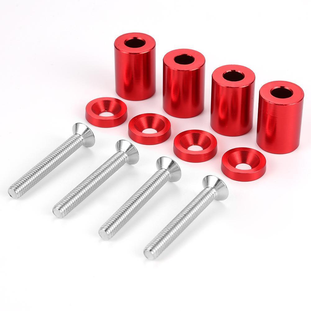 Billet Aluminum Racing Car Hood Vent Spacer Riser Kits M6x45 Bolt (Red)