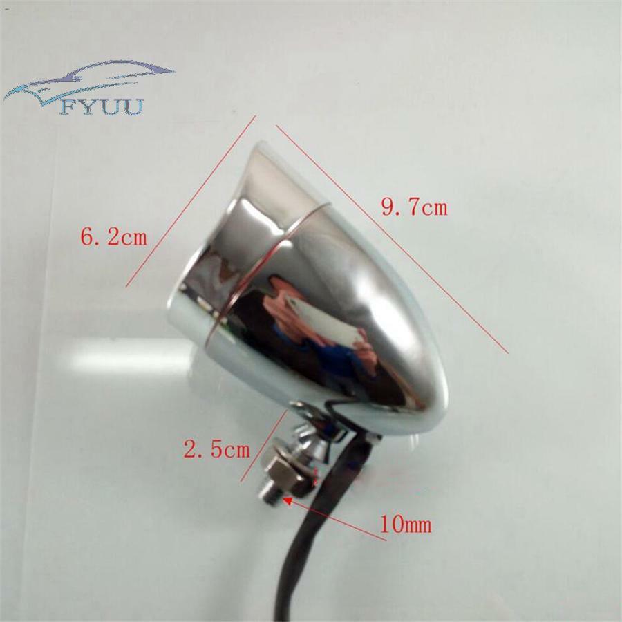 Tail Brake Light 12V Chrome Bullet Red Rear Stop Brake Metal Body Warning Lamp