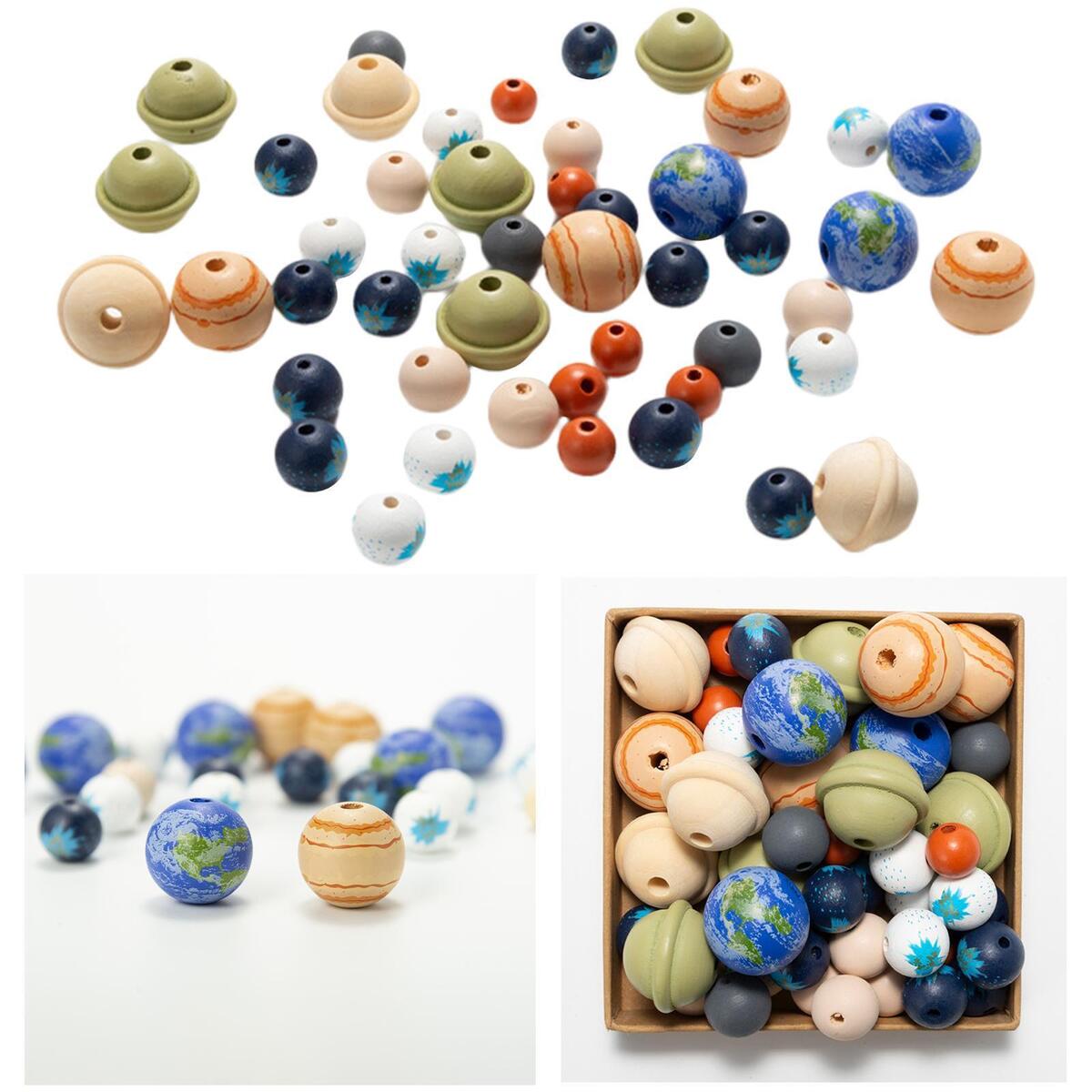 30x Rustic Round Wooden Beads Spacer Beads for Craft Home Decor Farmhouse