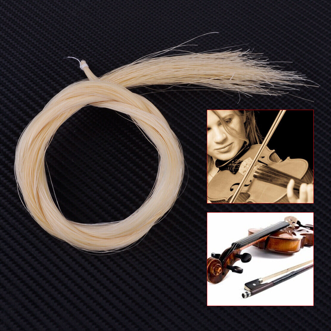 2X lot Hanks 83cm Horse Tail Professional Violin Viola Bow Hair Mongolian Li