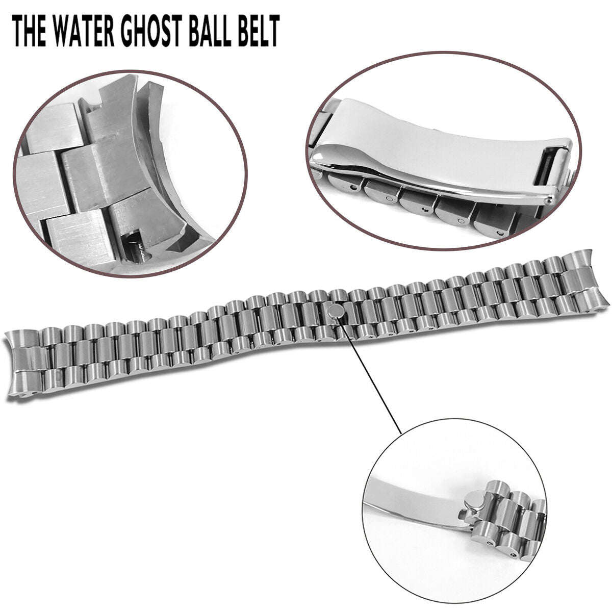 For SUB 40MM Watch Case 20MM Stainless Steel Watch Strap Band Buckle Bracelet