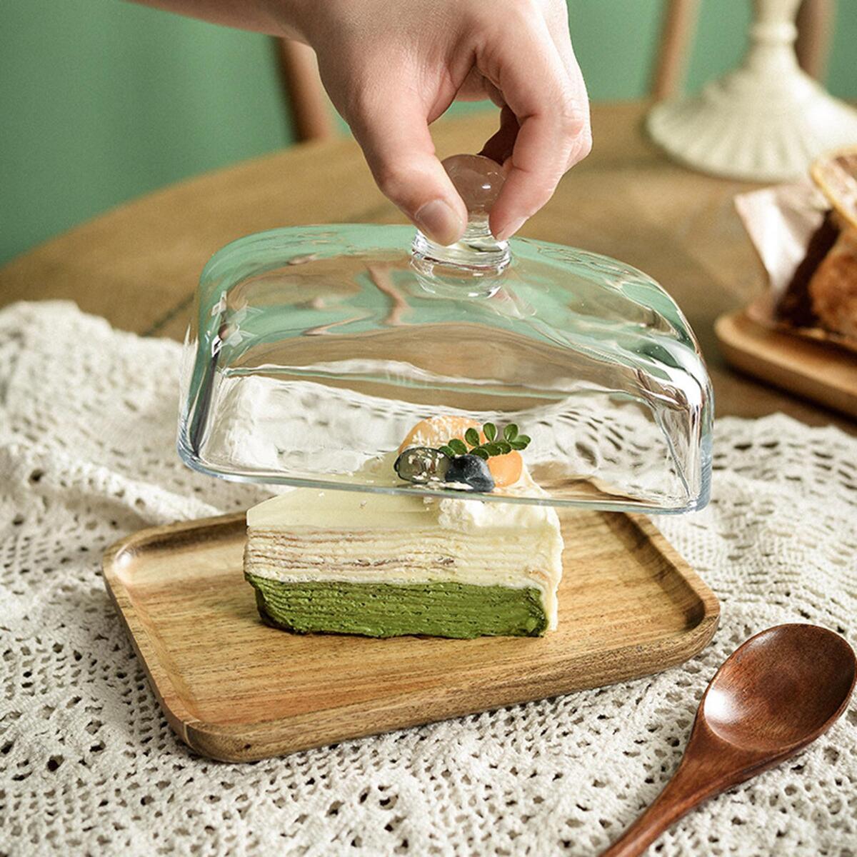 Wood Serving Tray with Cover Cold Resistant Holder Cake Stand for Pastries