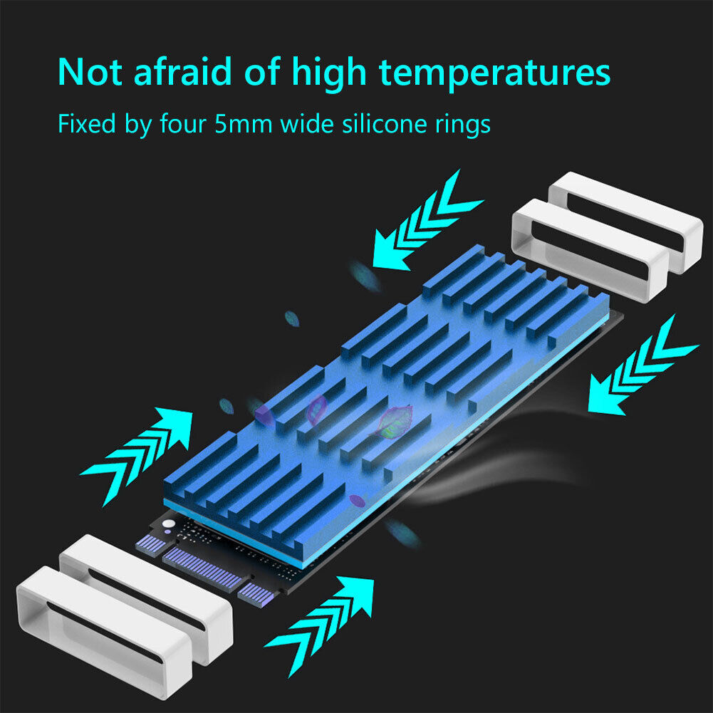 M.2 SSD Heatsink Cooler Thermal Pads for NGFF PCIE NVME Radiator (Blue)