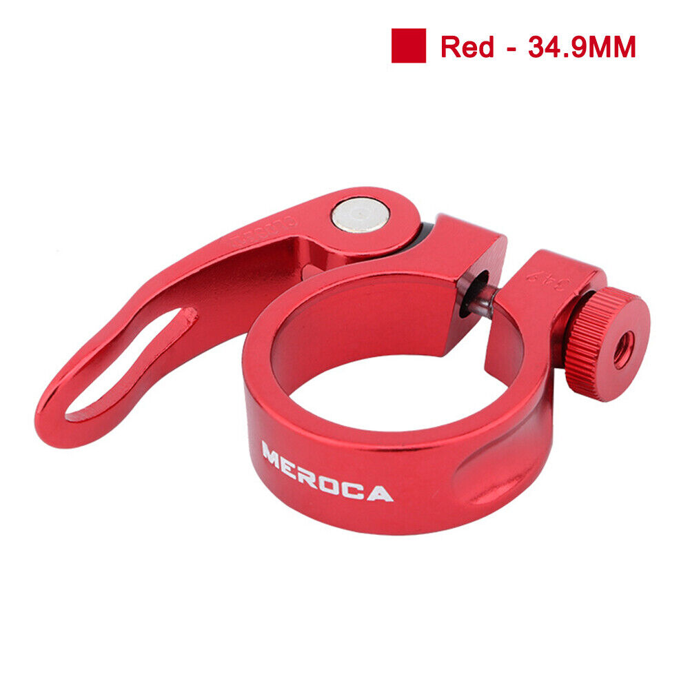 MTB Bike Road Quick Release Seat Post Clamp Saddle Tube Clip (Red 34.9mm)