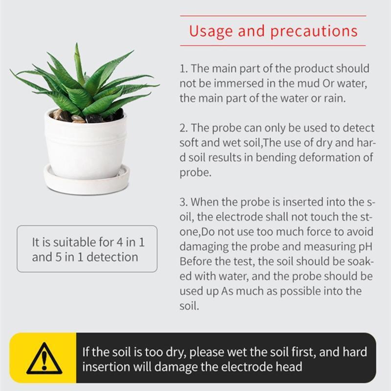 4-in-1 Soil Tester Moisture Light/PH/Temperature Humidity Tester for Flowers