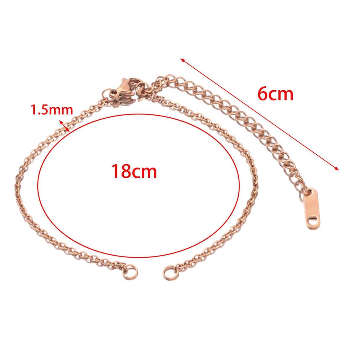 2 Pieces Necklace Extension Tail Chain with Lobster Clasps Bracelet Rose