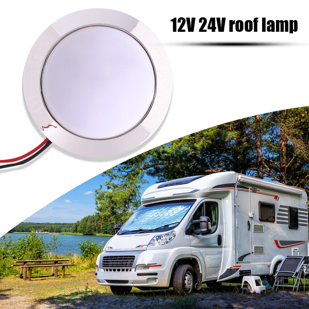 1.8W Waterproof 12V Car 24 SMT LED Dome Lamp for RV Marine (White Light)