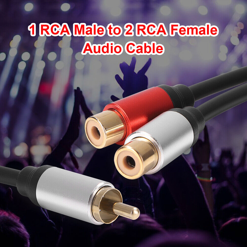 Metal 1 Male to 2-RCA Female Adapter Stereo Y Adapter Splitter Audio Cable
