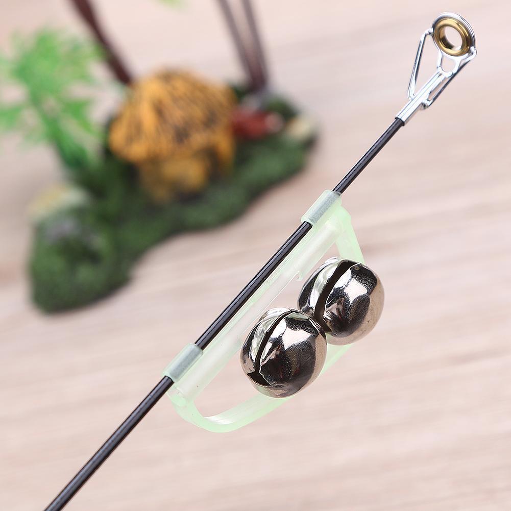 10pcs Fluorescent Fishing Rod Tip Clip Twin Bell Alert Ring Fishing Tackle