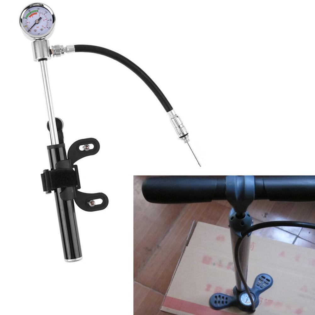 Bicycle Pump With Gauge High Pressure Meter Shock Hand Bike Air Inflator