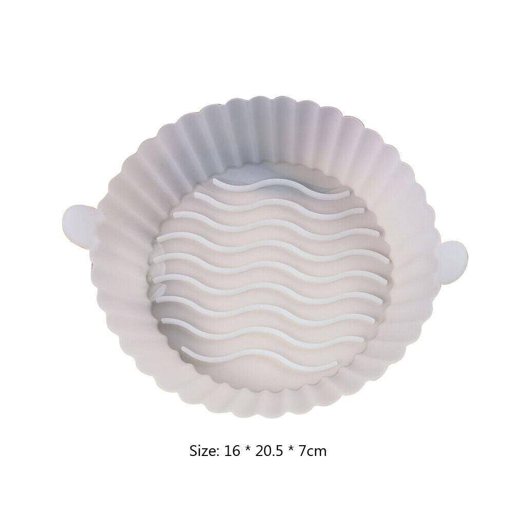 Silicone Air Fryer Liner Non-Stick Fryer Basket Steamers Oil Mat (White)