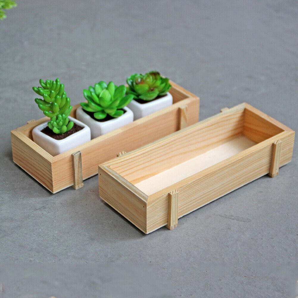 Burlywood Garden Flower Planter Succulent Rectangle Plant Storage Case