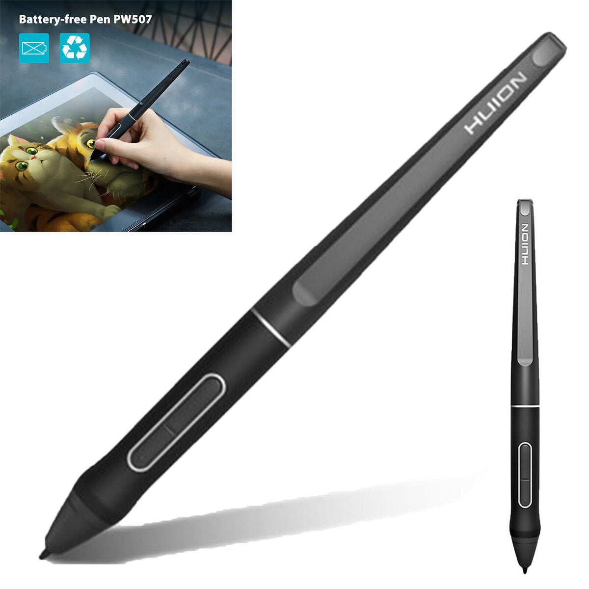 PW507 Battery-free Stylus Touch Pen for HUION Tablets Kamvas Pro 13/12/16/20 N