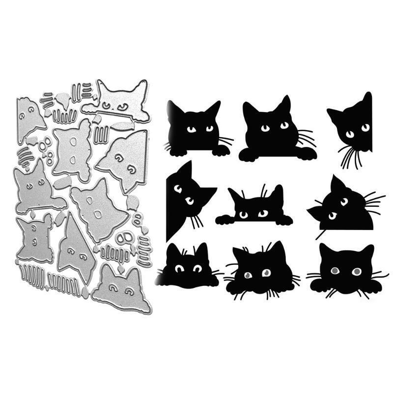 Craft Card Making Embossing Stencil DIY Printing  Carbon Steel Mould Cute Cat