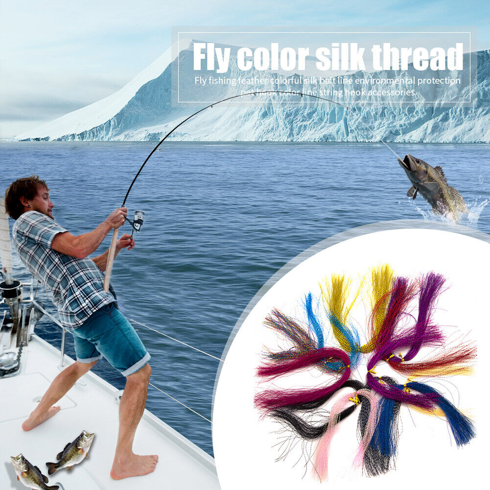 100pcs Fly Tying Material Fishing Tackle Silk Lure Feather Hook String Line