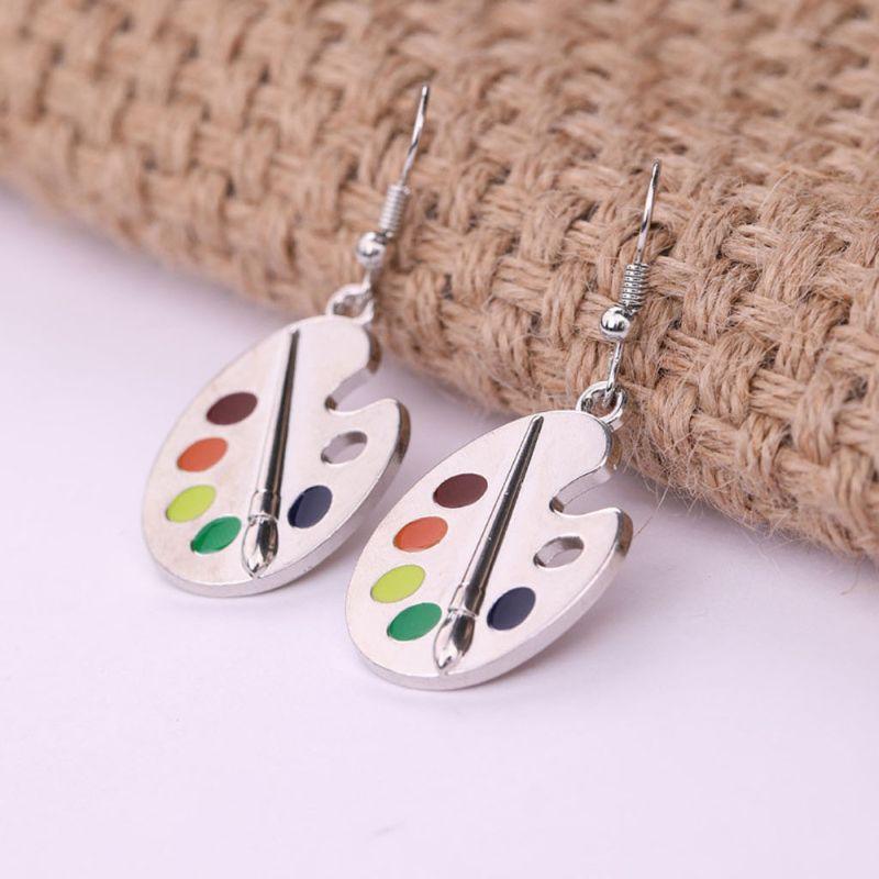 Artist Jewelry Decor Colorful Paint Palette Dangle Earrings Trendy Drop Earrings